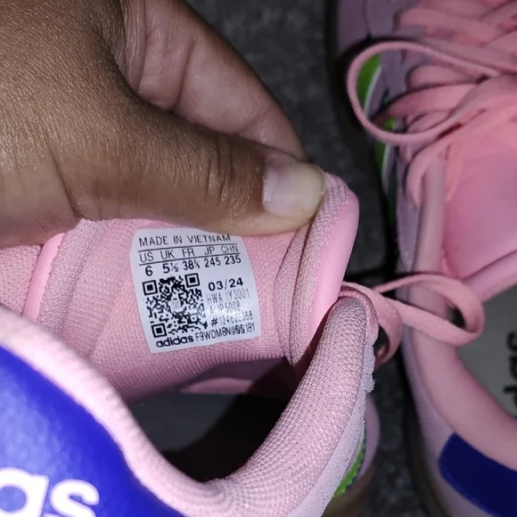 Adidas Pink Sneakers with Green and Blue Stripes - Picture 8 of 10